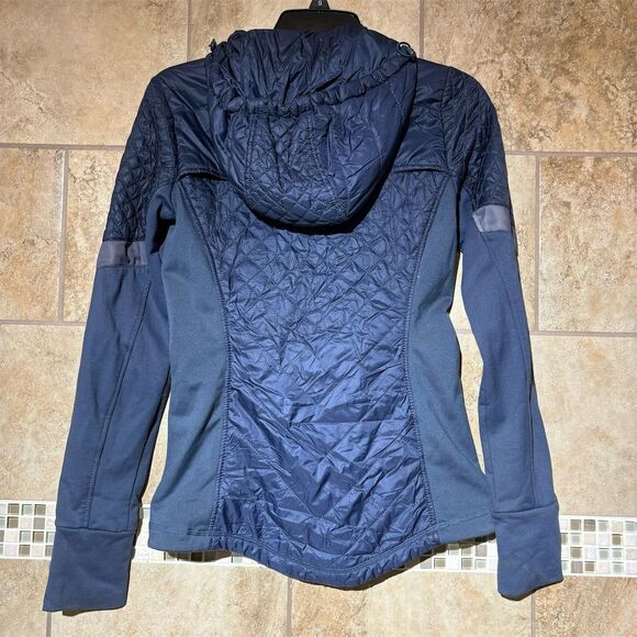 Athleta Rock Springs Quilted Jacket Women’s XXS Blue Hooded Full-Zip - Picture 2 of 7